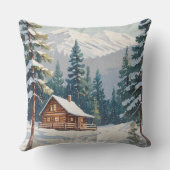 冬素朴雪ファミリーカントリーキャビンクリスマス クッション (裏面)