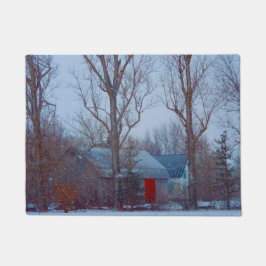 冬素朴雪動揺しての休日に赤い納屋 ドアマット