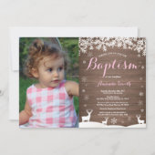 冬素朴鹿バプティスガールフォト招待状 招待状 (正面)