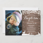 冬素朴鹿バプテスマ写真招待状 招待状 (正面)