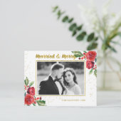 冬結婚したの花メリークリスマス写真 ポストカード (スタンド正面)