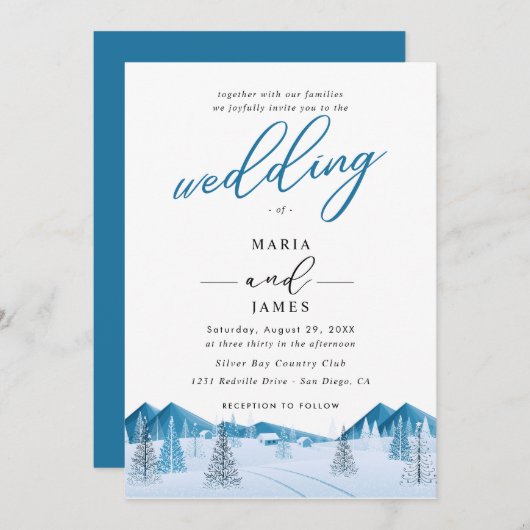 冬結婚雪 招待状 (正面/裏面)