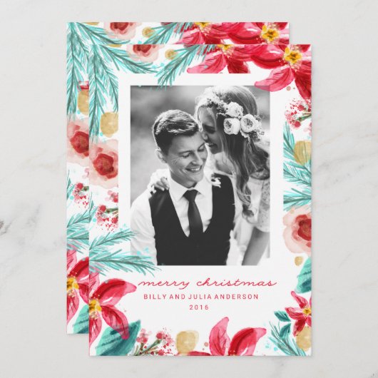 冬絵を描植物式クリスマスグリーティングカード シーズンカード (正面/裏面)