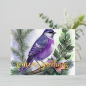 冬絵を描鳥の紫 箔シーズンカード (立ち正面)