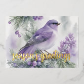 冬絵を描鳥の紫 箔シーズンカード (正面)