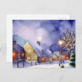 冬絵画の雪に覆われた家 シーズンポストカード (正面/裏面)