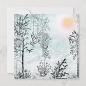 冬絵画の，クリスマス，冬，水色 招待状 (裏面)