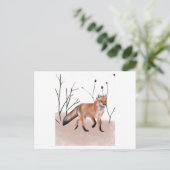 冬絵画狐歩く ポストカード (スタンド正面)