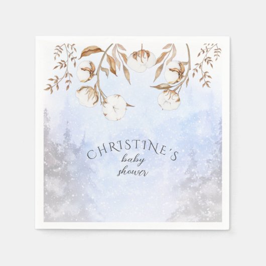 冬綿花男女兼用赤ちゃんシャワー スタンダードカクテルナプキン (正面)