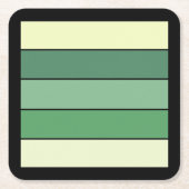 冬緑の黄色いストライプ紙オン水彩 スクエアペーパーコースター (正面)