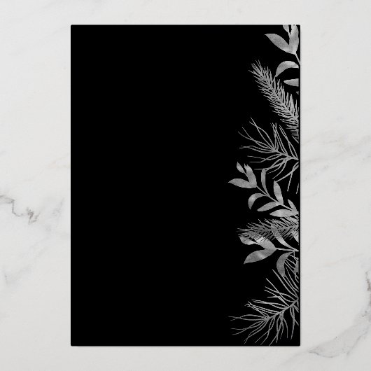 冬緑葉写真エレガントホリデーカード 箔招待状 (裏面)