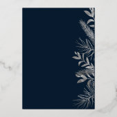 冬緑葉写真エレガントホリデーカード 箔招待状 (裏面)