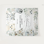 冬緑金ゴールド北極動物ベビー歓迎 タペストリー (正面(横))