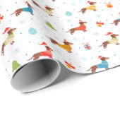 冬編みセーターのクリスマスダックシュント ラッピングペーパー (ロールコーナー)