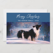 冬縁どの雪の風景クリスマスにコリー シーズンカード (正面)