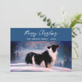 冬縁どの雪の風景クリスマスにコリー シーズンカード (スタンド正面)