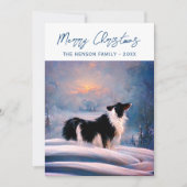 冬縁どの雪の風景クリスマスにコリー シーズンカード (正面)