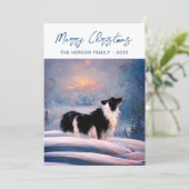 冬縁どの雪の風景クリスマスにコリー シーズンカード (スタンド正面)