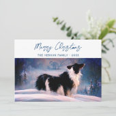 冬縁どの雪の風景クリスマスにコリー シーズンカード (スタンド正面)
