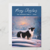 冬縁どの雪の風景クリスマスにコリー シーズンカード (正面)