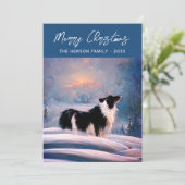 冬縁どの雪の風景クリスマスにコリー シーズンカード (スタンド正面)
