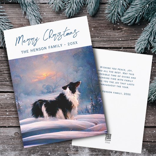 冬縁どの雪の風景クリスマスにコリー シーズンカード