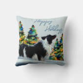 冬縁ど雪のクリスマスツリーにコリー クッション (裏面)