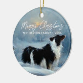 冬縁ど雪のクリスマス・ホリデーにコリー セラミックオーナメント (左)