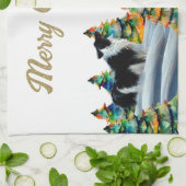 冬縁ど雪の森のクリスマスツリーにコリー キッチンタオル (折り畳み)