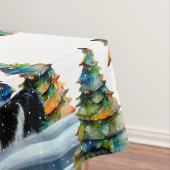 冬縁ど雪の森のクリスマスツリーにコリー テーブルクロス (インサイチュ)