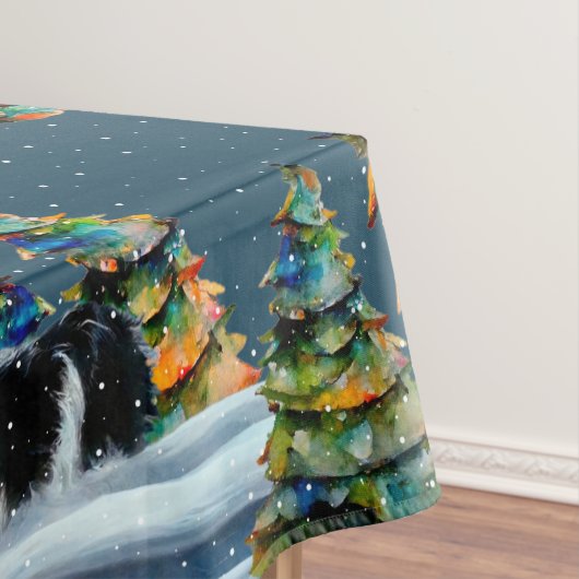 冬縁ど雪の森のクリスマスツリーにコリー テーブルクロス (インサイチュ)