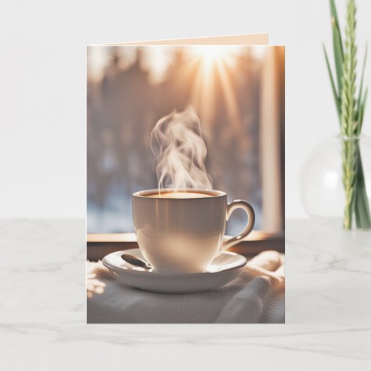 冬考えの窓からのコーヒー カード (正面)