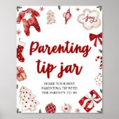 冬育児チップジャーアドバイスサインベビーシャワー ポスター (正面)