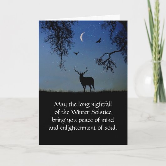 冬至のエルクと三日月とワタリガラス カード (正面)