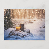 冬至のユールキャンドル - 雪の中 シーズンポストカード (正面)