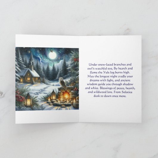 冬至の月の下でのユール・ブレッシング シーズンカード (内部)