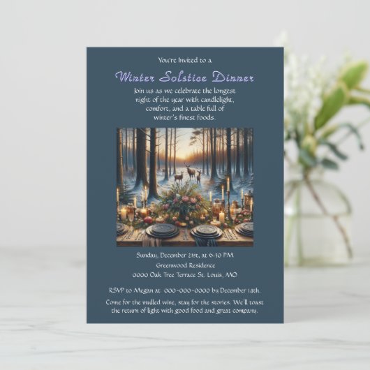 冬至の森の食事会へのご招待 招待状 (スタンド正面)
