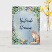 冬至の花のキツネ カード (黄色い花)