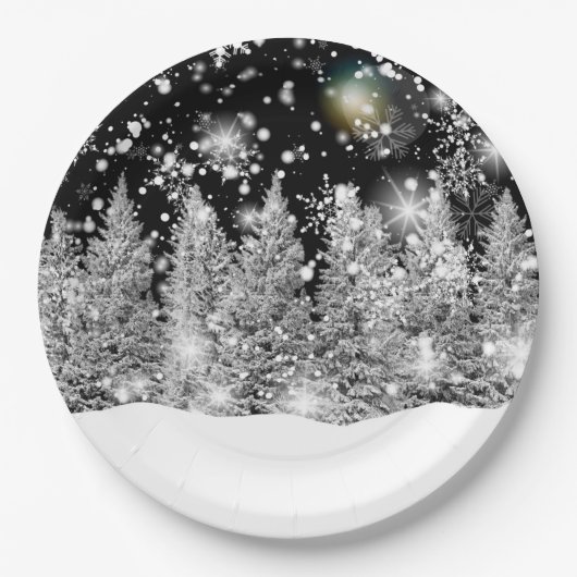 冬至の雪景色 ペーパープレート (正面)