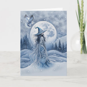 冬至ユールフォークアートにインスパイアされた魔女風レディ カード