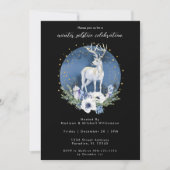 冬至休暇 鹿 青 白 クリスマス 招待状 (正面)