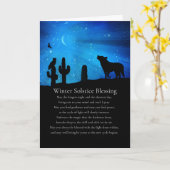 冬至賛美の南西コヨーテフクロウ カード (黄色い花)