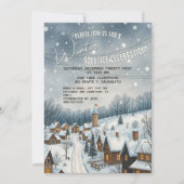 冬至 チャーミングな雪の村でのコージーパーティー 招待状 (正面)