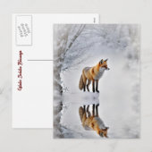 冬至 ユール フォックス 冬の雪 シーズンポストカード (正面/裏面)
