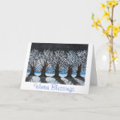 冬至。 恵み。 クリスマスの雪カード カード (黄色い花)