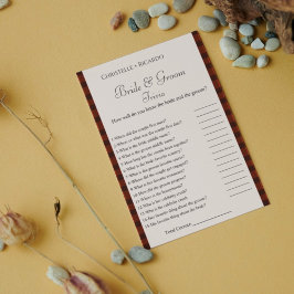 冬花嫁トリビアブライダルシャワーゲームカード 案内状