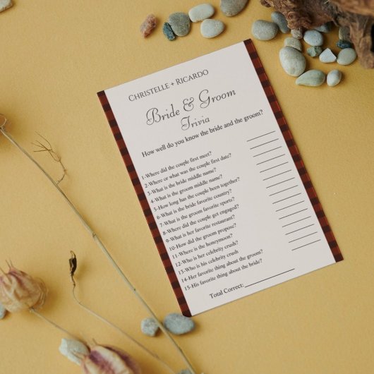 冬花嫁トリビアブライダルシャワーゲームカード 案内状