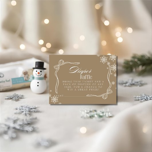 冬茶色おむつラッフルベビーシャワー エンクロージャーカード