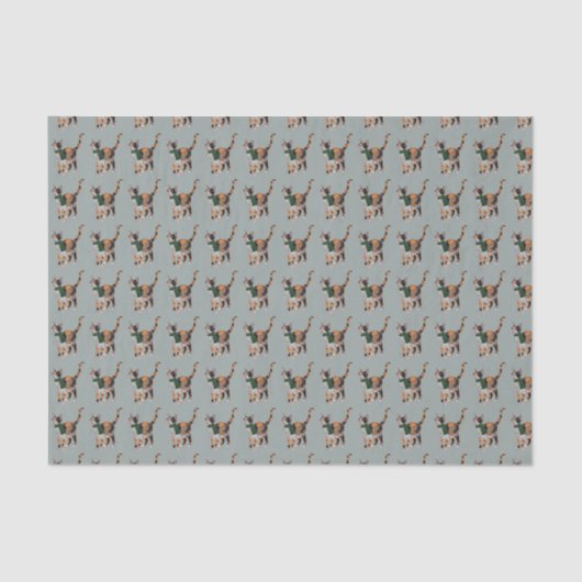 冬茶色のぶち猫のティッシュペーパー 薄葉紙 (正面)