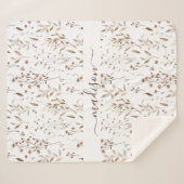 冬茶色モノグラムの乾燥フローラ植物学 シェルパブランケット (正面(横))